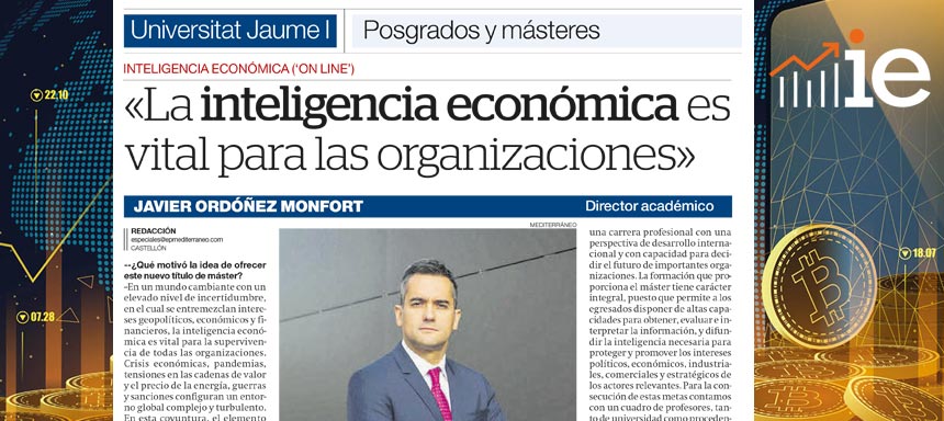 Entrevista a Javier Ordóñez: «La inteligencia económica es vital para las organizaciones»